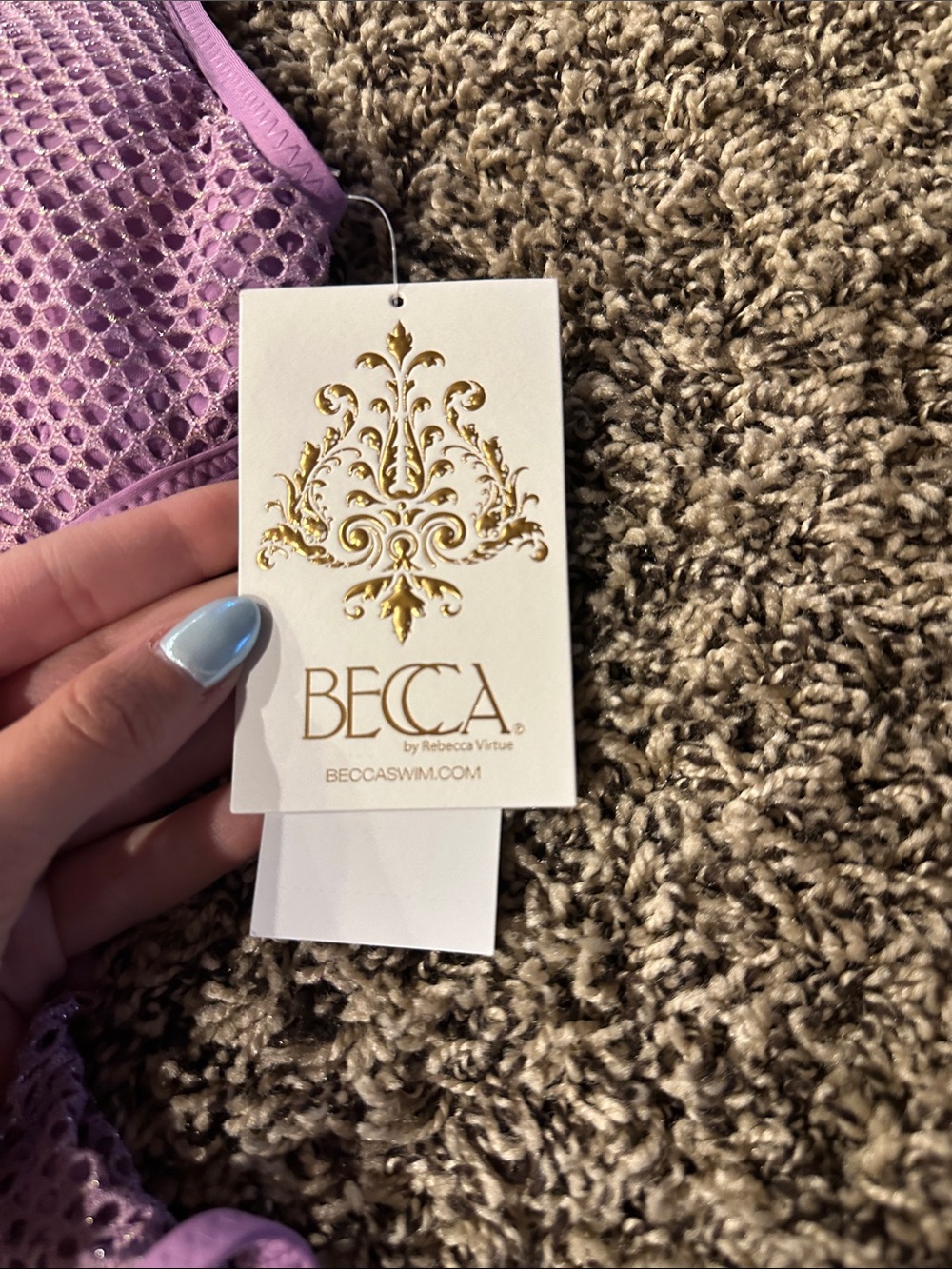 BECCA Lavender Mesh One-Piece Swimsuit - Picture 2 of 3